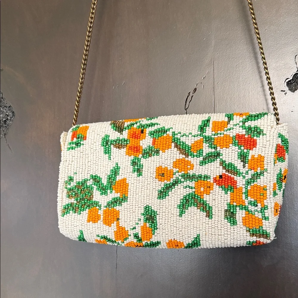 Anthropologie Vera Neumann Beaded Foldover Clutch Floral Chain Strap
 8” x 5” - Picture 3 of 6